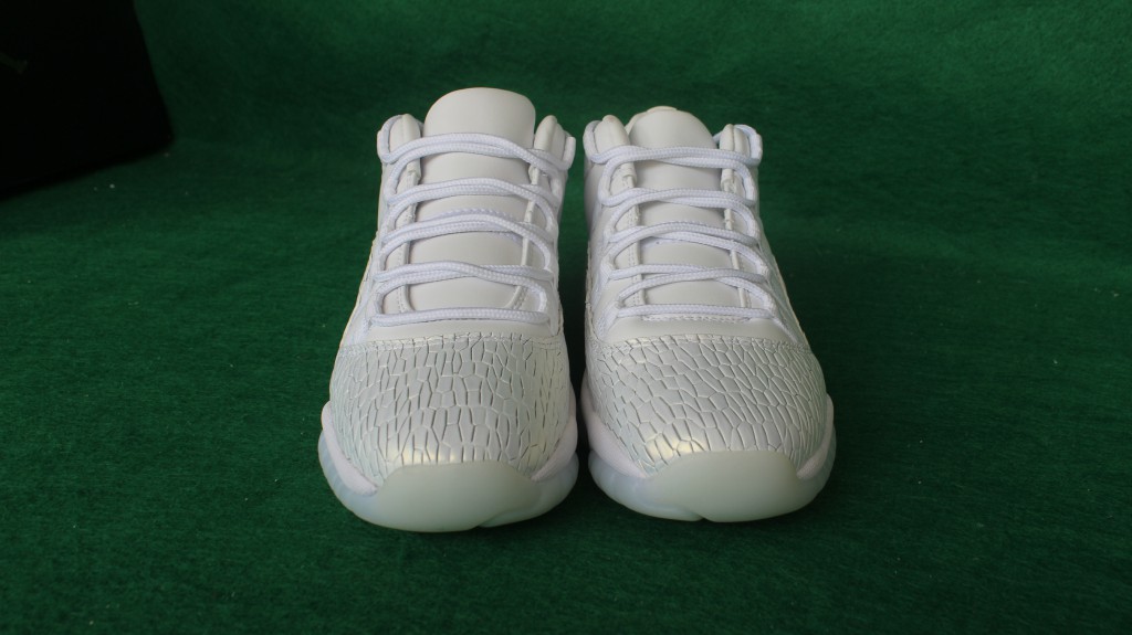 Men Air Jordan 11 Low PRM GS All White Shoes